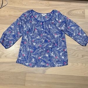Vineyard Vines Blue Palm Print Top Sz Small